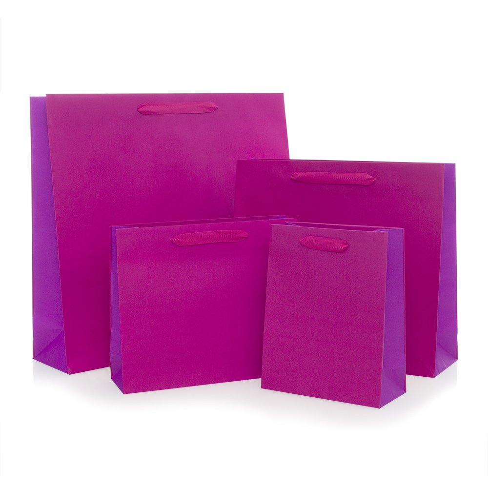 Download Bicolour Paper Bags with Ribbon Cotton Handles - Precious Packaging